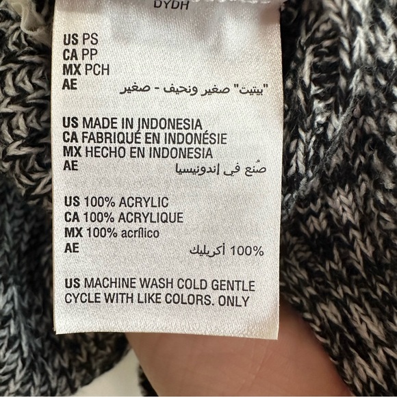 Style & Co Womens Cowl Neck with Buttons Curved Hem Sweater Black Grey Petite S - Picture 2 of 11